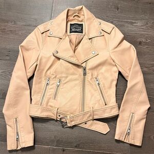 Levi’s Vegan Leather Women’s Blush Belted Motorcycle Jacket
